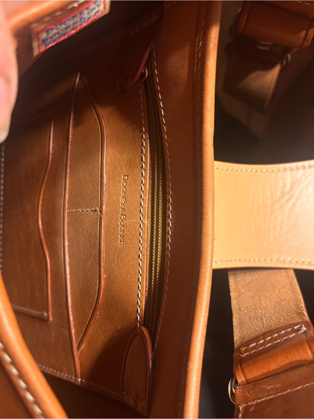 Dooney & Bourke Cognac Leather Shoulder Bag - Picture 5 of 7